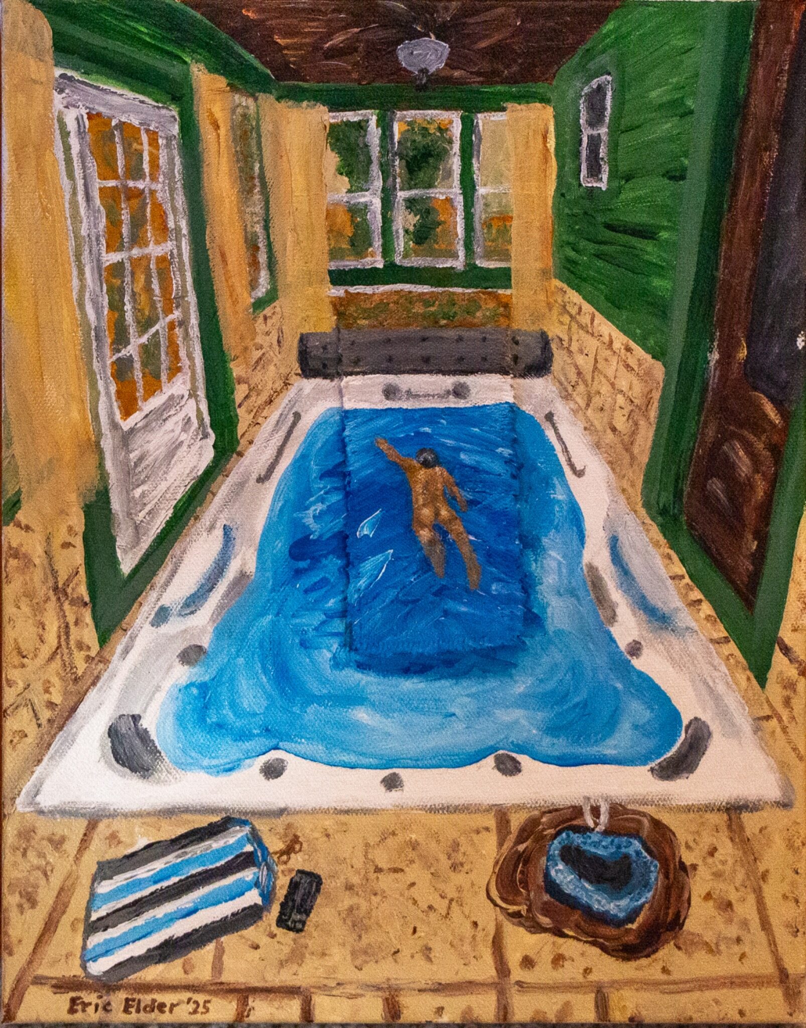 Man at Bath 2025 Swimming Au Naturel by Eric Elder